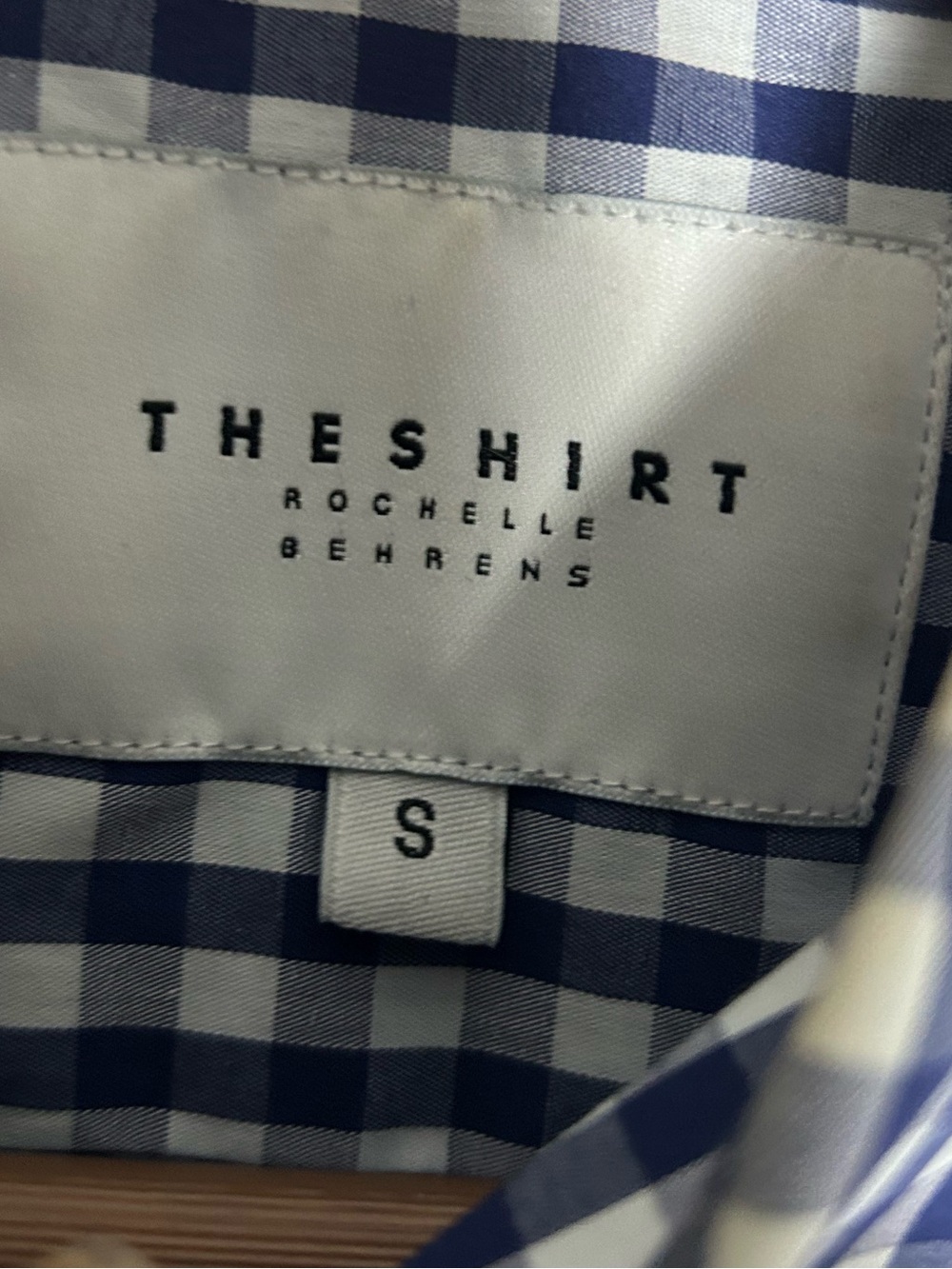 The Shirt By Rochelle Behrens Navy Gingham Button Down Size S - Picture 6 of 7